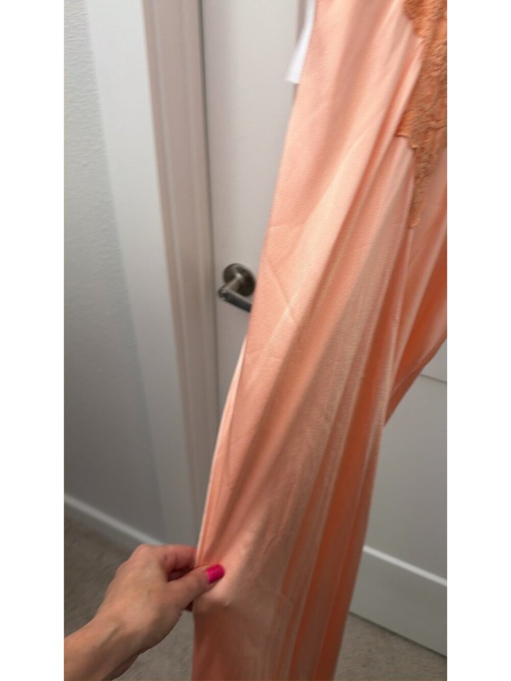 Rumored Maxi Dress M Bright Sweetheart Peach Satin High Venice Cut Out Long NWT - Picture 5 of 11